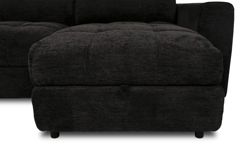 Scott Living Elevate Modular 4-Piece Chenille Fabric Power Sliding Sectional with Two Storage Chaises - Ebony