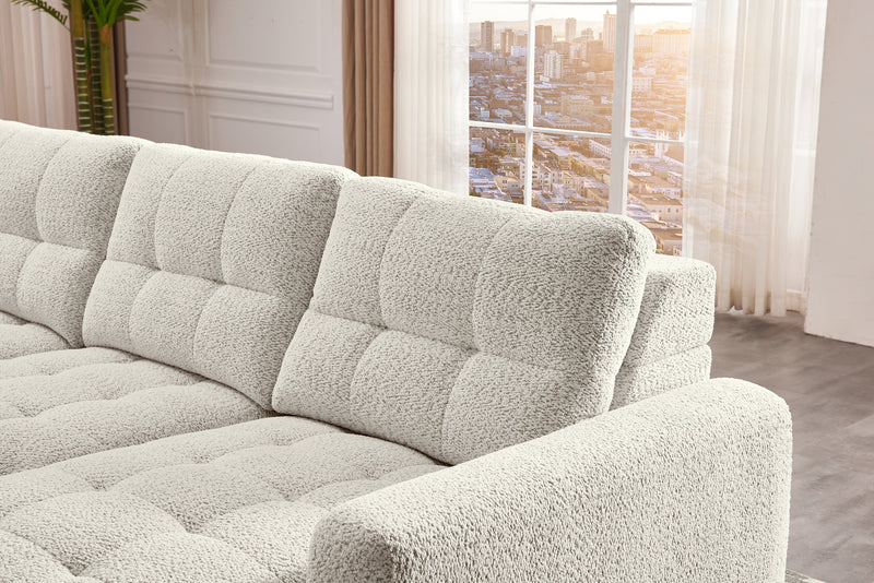 Scott Living Elevate Modular 4-Piece Chenille Fabric Power Sliding Sectional with Two Storage Chaises - Beige