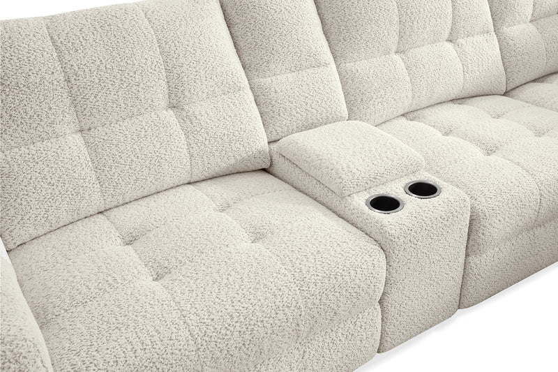 Scott Living Elevate Modular 6-Piece L-Shaped Chenille Fabric Power Reclining Sectional with Storage Console - Beige