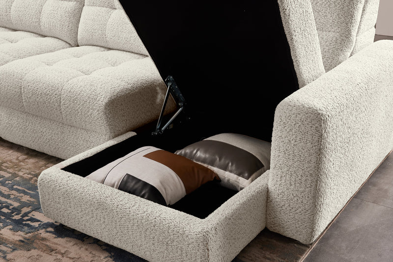 Scott Living Elevate Modular 6-Piece Right-Facing Chenille Fabric Power Reclining and Sliding Sectional - Beige