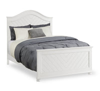 Ella Panel Bed with Headboard & Frame, Chevron Pattern, White - Full Size 