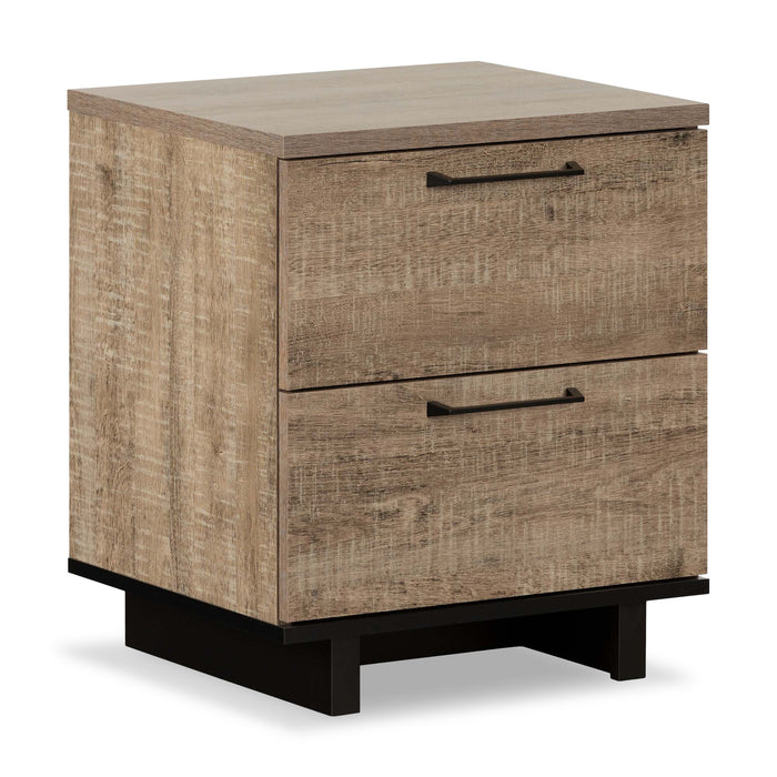 Everley Platform Bed 5pc Set with Panel Headboard, Chest & Nightstand, Two-Tone - Full Size