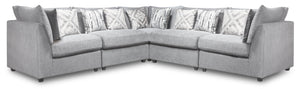 Evolve Linen-Look Fabric 5-Piece Modular Sectional with 3 Corner Chairs - Grey