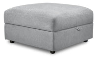 Evolve Linen-Look Fabric Ottoman - Grey 