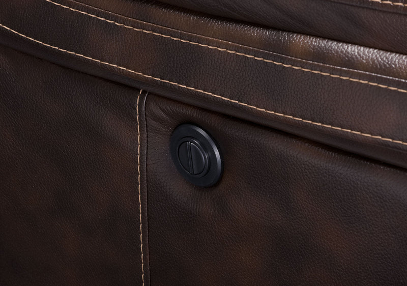 Leo 41\" Leather-Look Fabric Power Reclining Chair - Walnut Brown