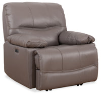 Franco Genuine Leather Power Recliner - Grey  