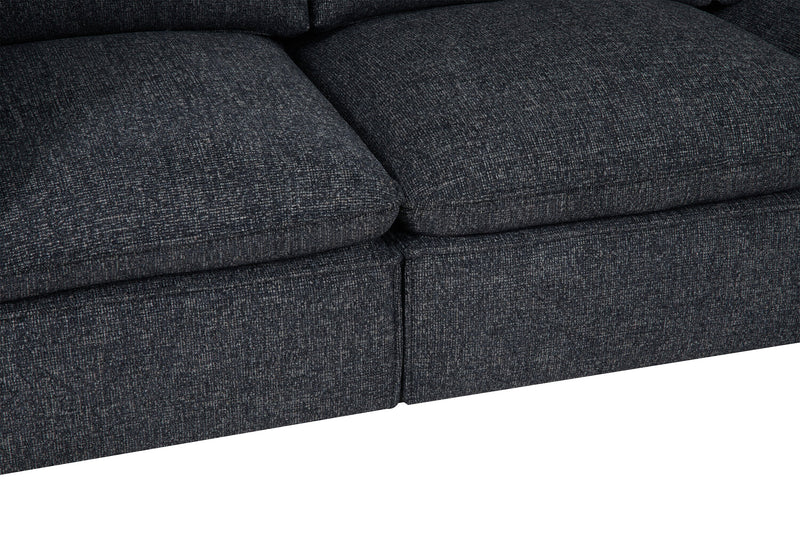 Fusion Modular 6-Piece Charcoal Grey Chenille Fabric Sectional with Removable Feather Down Back Cushions