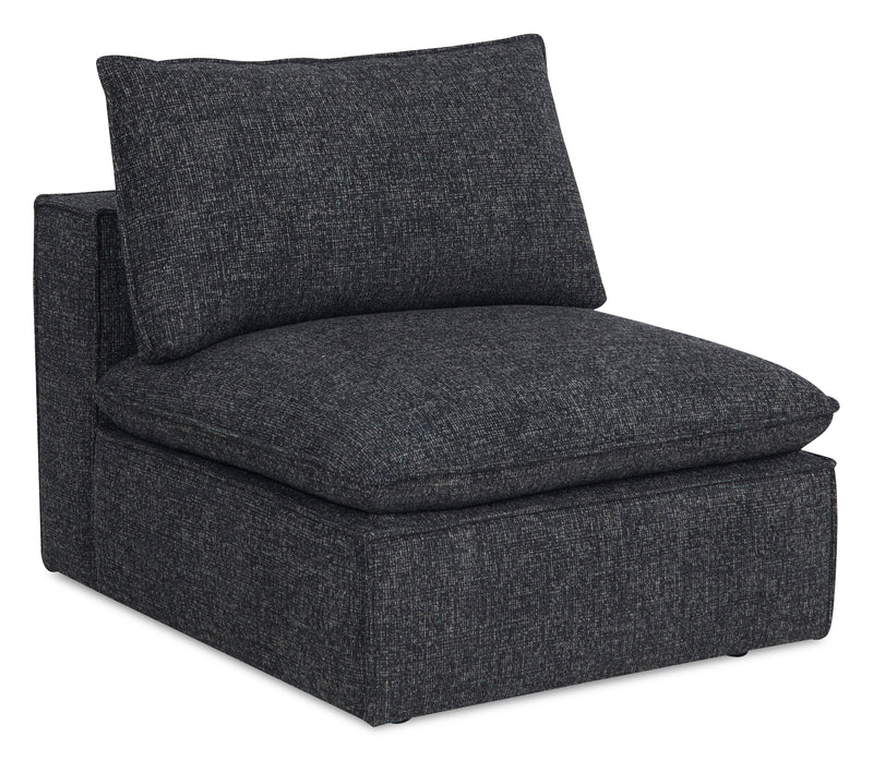 Fusion Modular 6-Piece Charcoal Grey Chenille Fabric Sectional with Removable Feather Down Back Cushions