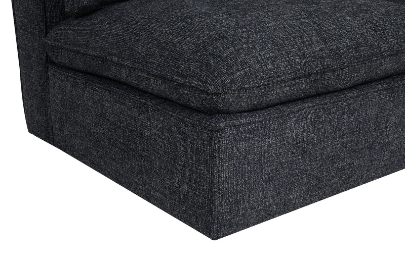Fusion Modular 6-Piece Charcoal Grey Chenille Fabric Sectional with Removable Feather Down Back Cushions
