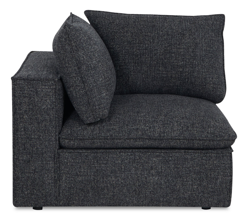 Fusion Modular 41.73\" Charcoal Grey Chenille Fabric Corner Chair with Removable Back Feather Down Cushions