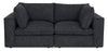 Fusion Modular 83.46\" Charcoal Grey Chenille Fabric Loveseat with Removable Feather Down Back Cushions 