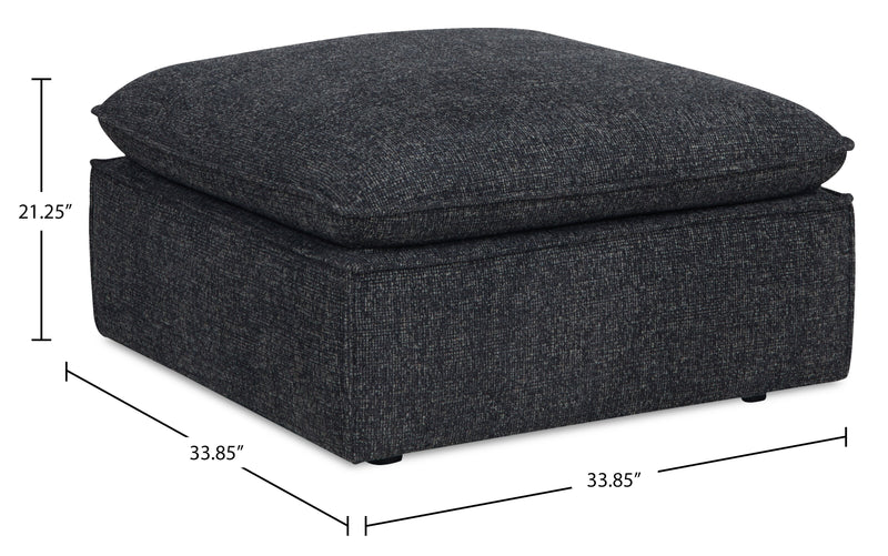 Fusion 33.85\" Charcoal Grey Chenille Fabric Ottoman with Feather Down Cushion