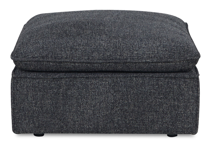 Fusion 33.85\" Charcoal Grey Chenille Fabric Ottoman with Feather Down Cushion