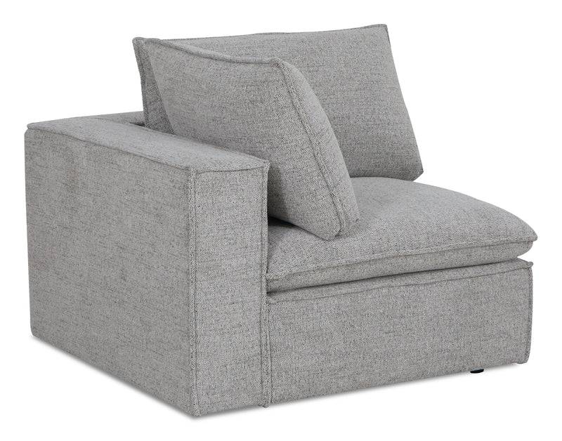 Fusion Modular 41.73\" Silver Grey Chenille Fabric Corner Chair with Removable Back Feather Down Cushion
