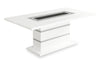 ["Garbo Dining Table with Glass Insert, Pedestal Base, Glam, 78.75\"W - White"]