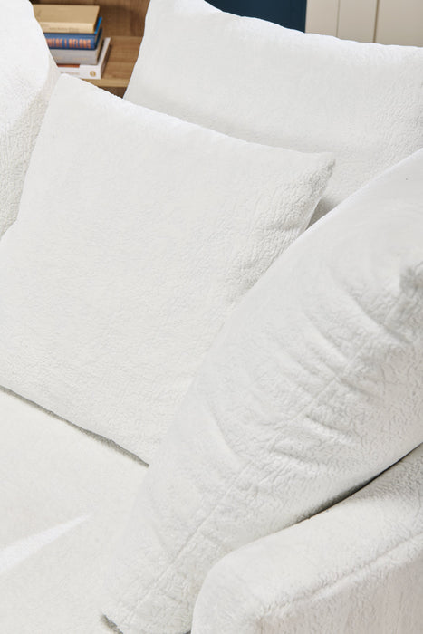 Made in Canada Grande 48\" Chenille Fabric Cuddler Accent Chair - Plush Heaven White