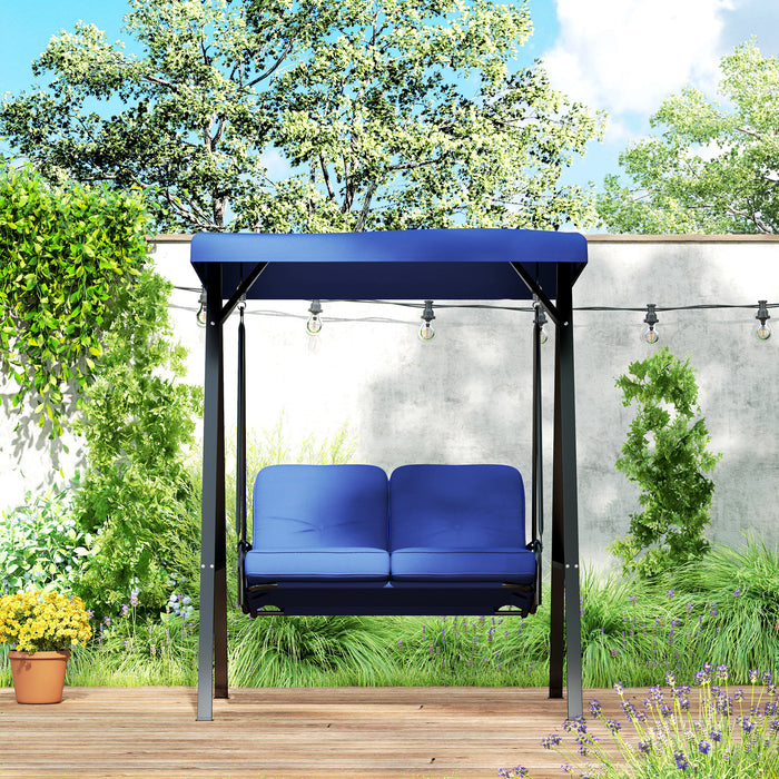 Outsunny 2 Seater Outdoor Swing Chair Porch Swing Bench With Canopy, Blue