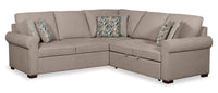 Haven 2-Piece Right-Facing Chenille Sectional with Sleeper Sofa - Taupe 