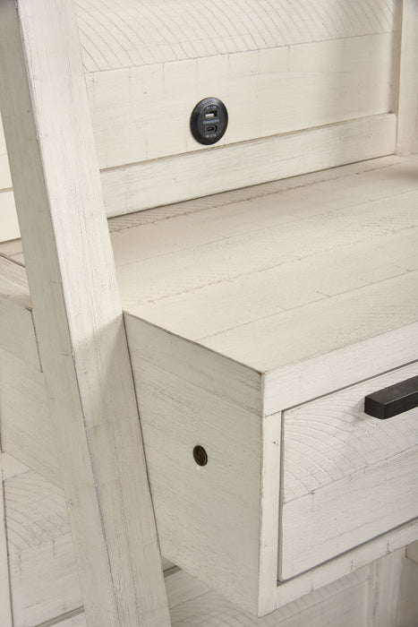 Haven Pier Bed with Headboard, Frame & 2 Piers, USB, LED, White - Queen Size
