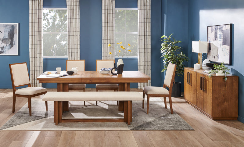 Scott Living Henri Dining Bench with Polyester Fabric, Wood, 68\"W - Brown