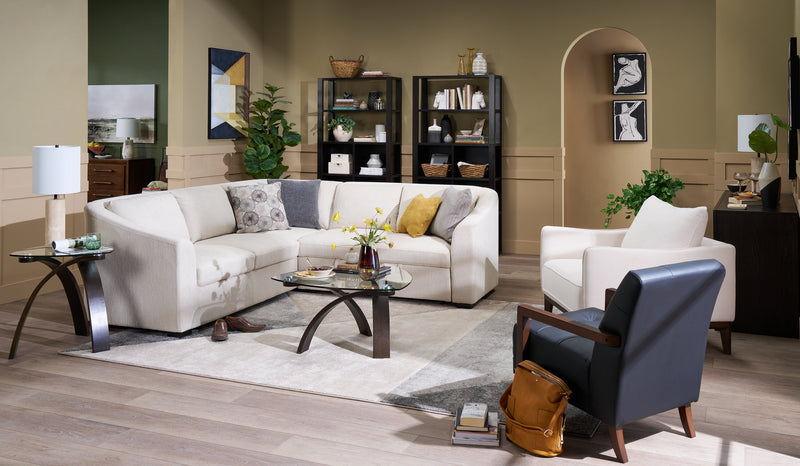 Jorja 34.75\" Modern Glass Top Coffee Table - Brown with Bentwoood Legs