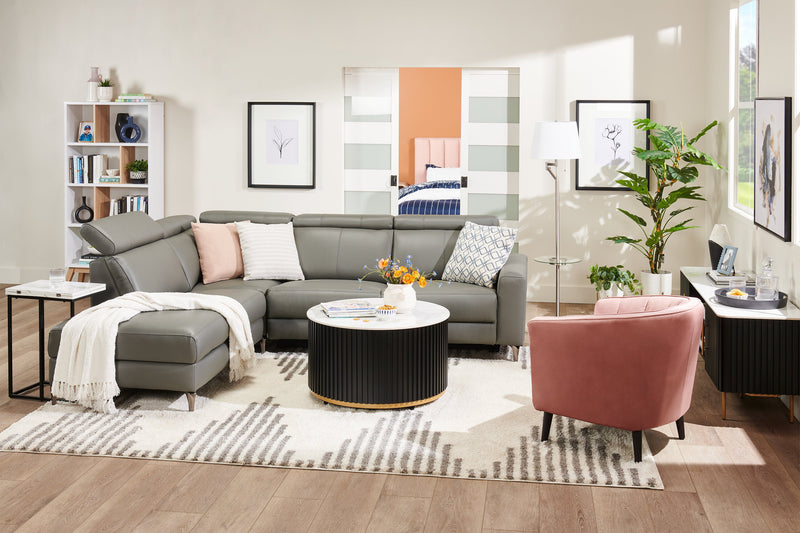 Kort & Co. Joss 61\" Brushed Steel Floor Lamp with USB Charging and Built-In Side Table