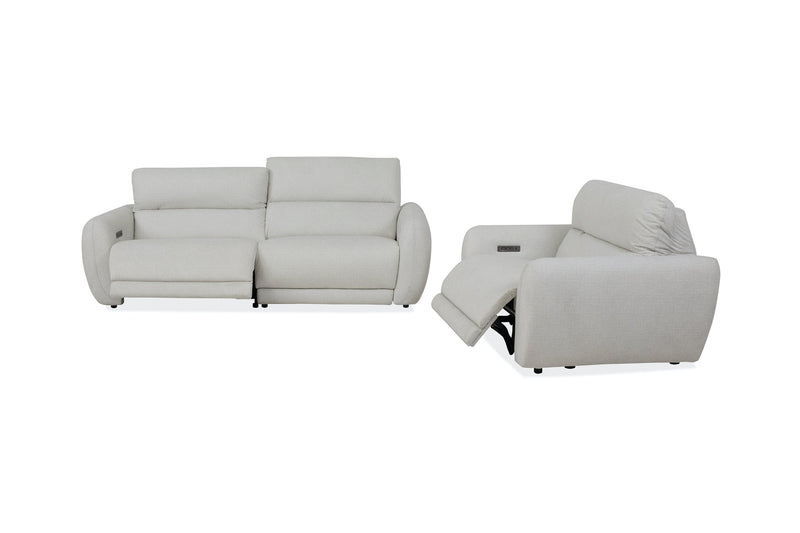 Cindy Crawford Home Kailyn 92\" Fabric Power Reclining Sofa with Power Headrests - Beige 