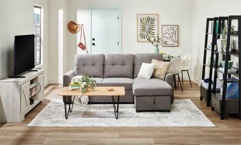 Kaleb 45\" Rustic Coffee Table - Brown and Black with Metal Legs