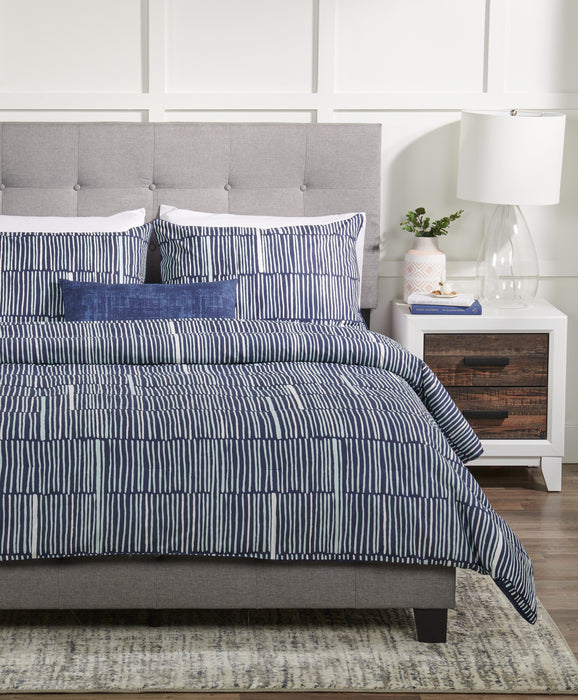 Kort & Co. Lines 4-Piece King Comforter Set - Blue