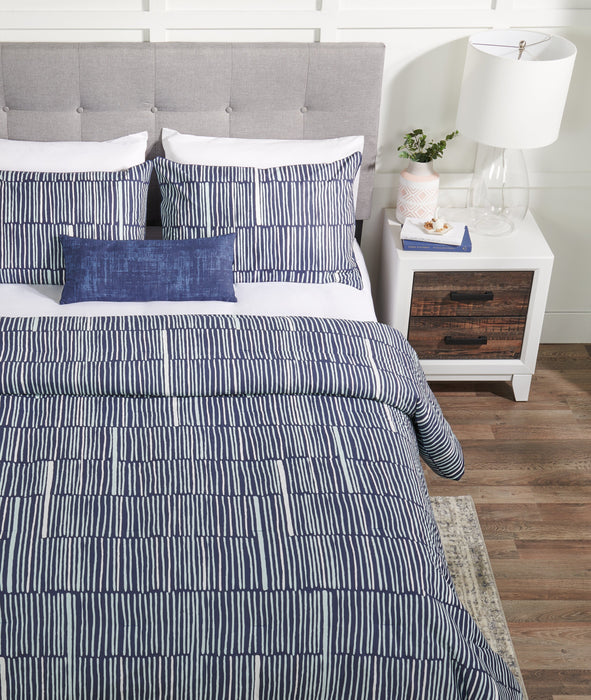 Kort & Co. Lines 4-Piece King Comforter Set - Blue