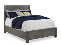 Koda Platform Storage Bed with Headboard & Frame, Wooden, Grey - Queen Size 