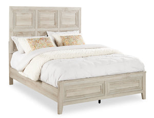 Lara Panel Bed with Headboard & Frame, Antique Grey - Queen Size