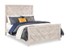 ["Lark Panel Bed with Headboard & Frame, Chevron Pattern, Rustic White - Queen Size"]