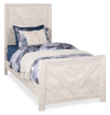["Lark Panel Bed with Headboard & Frame for Kids, Chevron Pattern, Rustic White - Twin Size"]