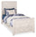 ["Lark Panel Bed with Headboard & Frame for Kids, Chevron Pattern, Rustic White - Twin Size"]