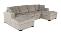 Legend 3-Piece Chenille Sleeper Sectional Sofa with Two Chaises - Platinum 