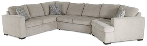 Legend 3-Piece Right-Facing Chenille Cuddler Sleeper Sectional - Platinum 