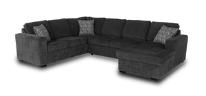 Legend 3-Piece Right-Facing Chenille Sleeper Sectional Sofa - Pepper