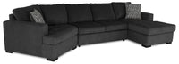 Legend 3-Piece Left-Facing Chenille Cuddler Sleeper Sectional with Chaise - Pepper  