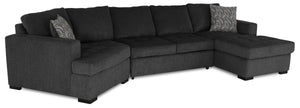 Legend 3-Piece Left-Facing Chenille Cuddler Sleeper Sectional with Chaise - Pepper 