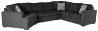 Made in Canada Legend 3-Piece Left-Facing Chenille Fabric Cuddler Sleeper Sectional - Pepper Grey 