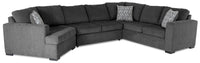 Legend 3-Piece Left-Facing Chenille Cuddler Sleeper Sectional - Pepper 