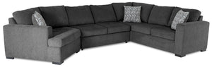 Legend 3-Piece Left-Facing Chenille Cuddler Sleeper Sectional - Pepper