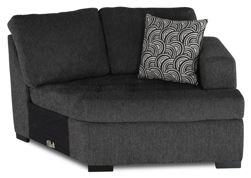 Made in Canada Legend 2-Piece Right-Facing Chenille Fabric Cuddler Sectional - Pepper Grey