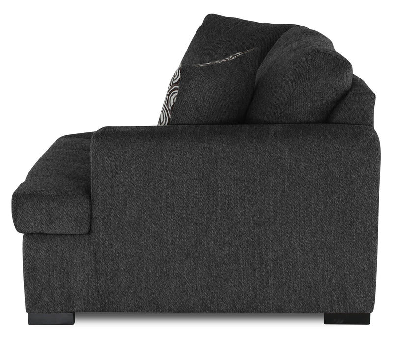 Made in Canada Legend 2-Piece Right-Facing Chenille Fabric Cuddler Sectional - Pepper Grey