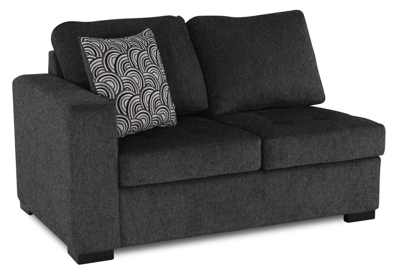 Made in Canada Legend 2-Piece Right-Facing Chenille Fabric Cuddler Sectional - Pepper Grey