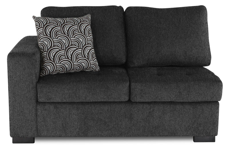 Made in Canada Legend 2-Piece Right-Facing Chenille Fabric Cuddler Sectional - Pepper Grey