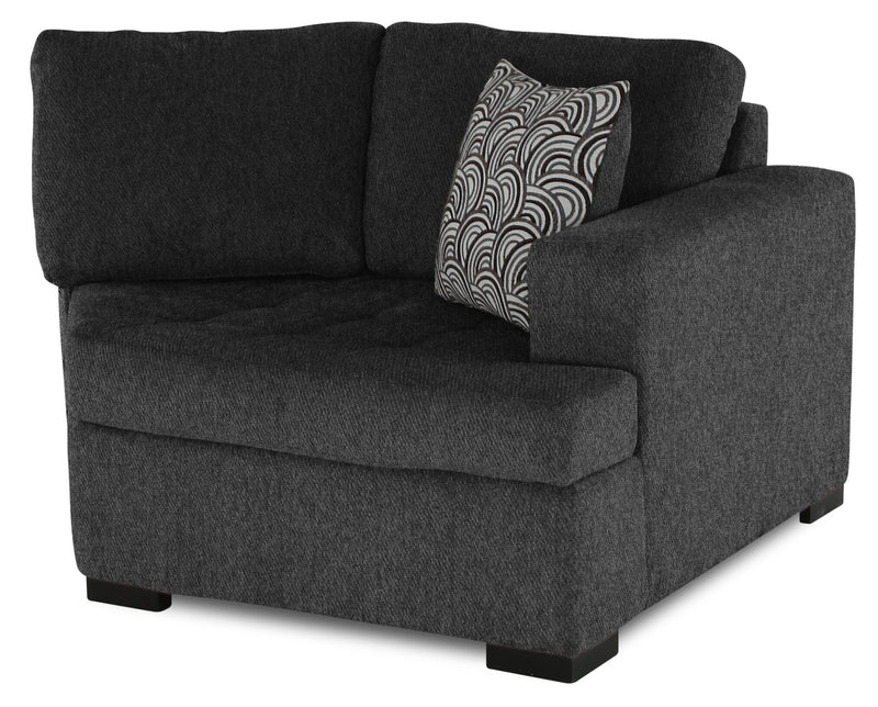 Made in Canada Legend 2-Piece Right-Facing Chenille Fabric Cuddler Sectional - Pepper Grey