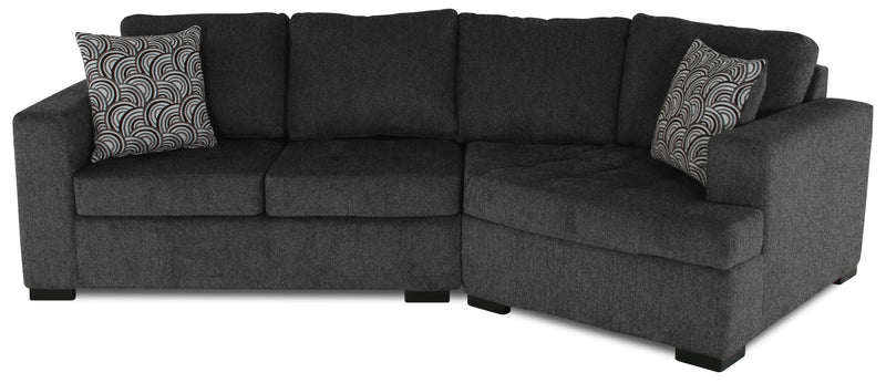 Made in Canada Legend 2-Piece Right-Facing Chenille Fabric Cuddler Sectional - Pepper Grey