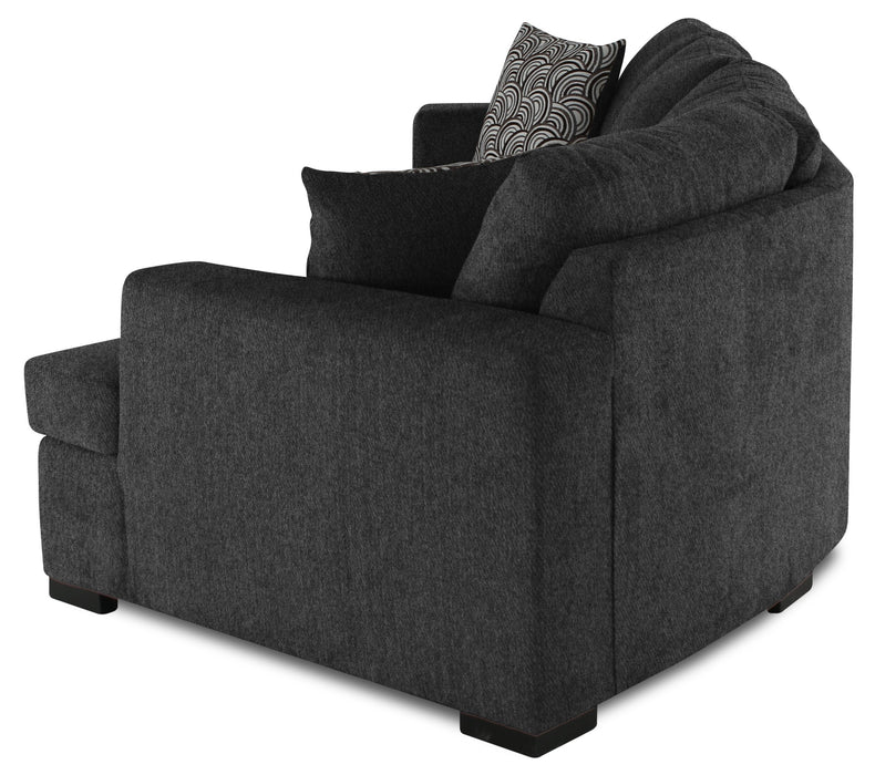 Made in Canada Legend 2-Piece Right-Facing Chenille Fabric Cuddler Sectional - Pepper Grey